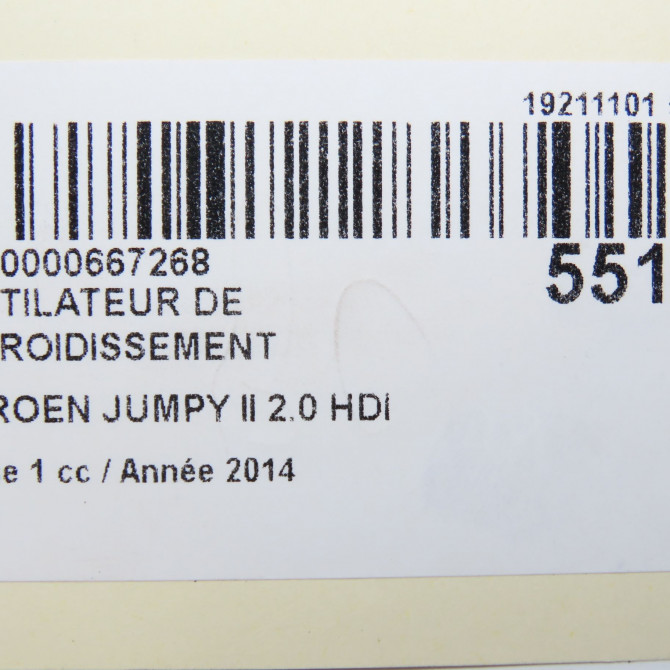 Ventilateur de refroidissement occasion CITROEN JUMPY II Phase 1 01-2007->... 2.0 HDI 125ch 7