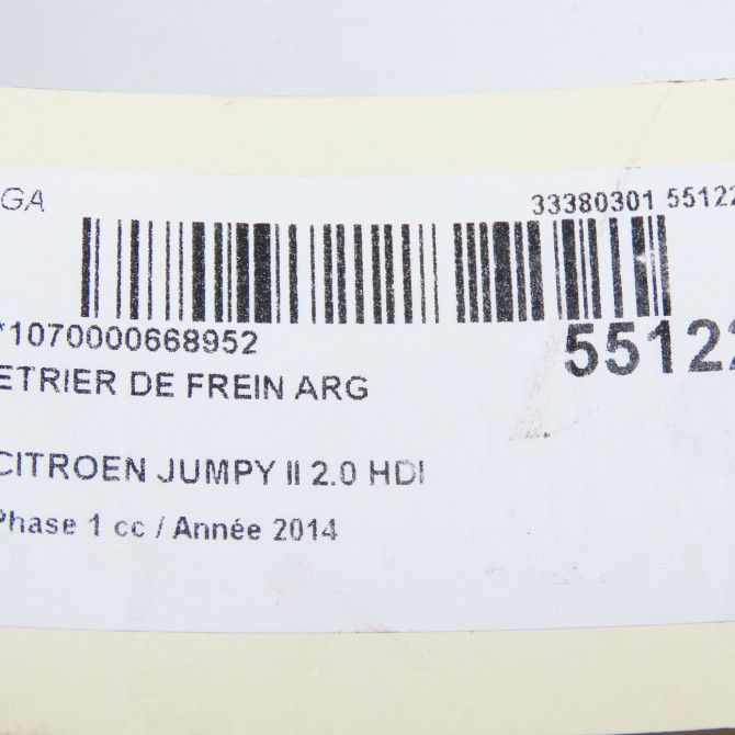 Etrier de frein arrière gauche occasion CITROEN JUMPY II Phase 1 01-2007->... 2.0 HDI 125ch 4401L0 7