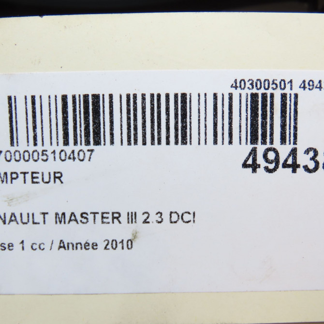 Compteur occasion RENAULT MASTER III Phase 1 04-2010->... 2.3 DCI 16v 100ch 248102591R 6