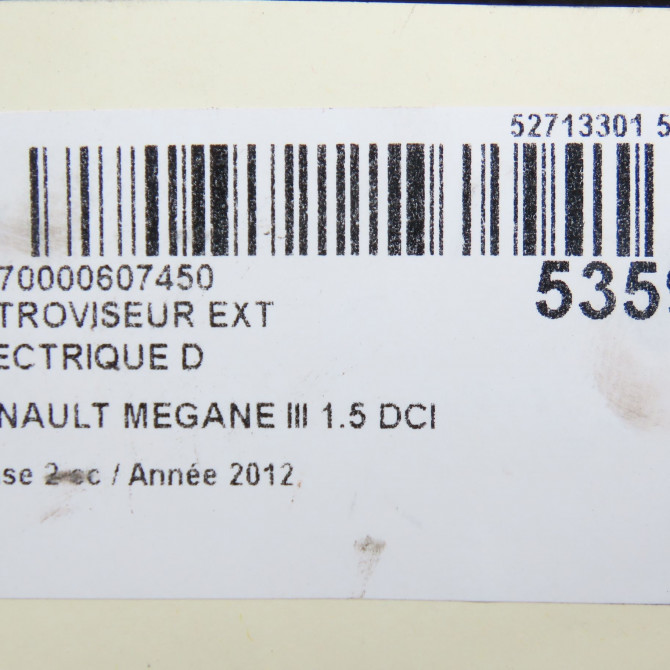 Retroviseur exterieur electrique droit occasion RENAULT MEGANE III Phase 2 01-2012->06-2014 1.5 DCI 110ch 963010191R 6