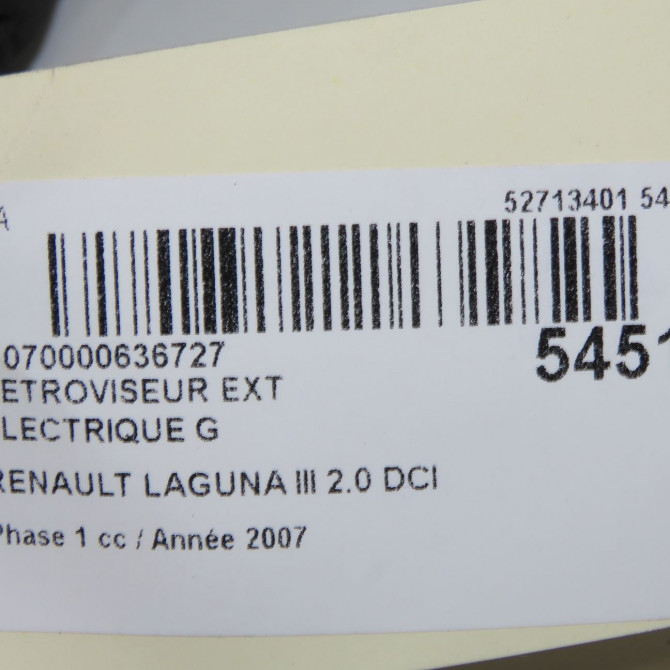 Retroviseur exterieur electrique gauche occasion RENAULT LAGUNA III Phase 1 10-2007->10-2010 2.0 DCI 150ch 963020140R 6