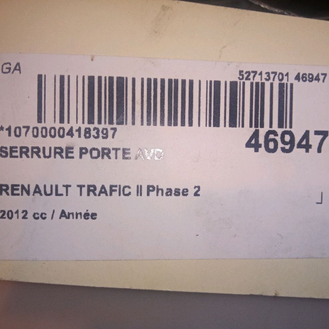 Serrure porte avd occasion RENAULT TRAFIC II Phase 2 08-2006->... 8200042171 4
