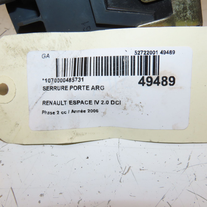 Serrure porte arg occasion RENAULT ESPACE IV Phase 2 03-2006->07-2012 2.0 DCI 150ch 8200017958 5