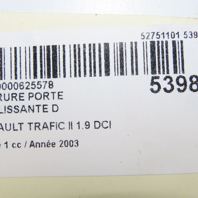 Serrure porte coulissante d occasion RENAULT TRAFIC II Phase 1 10-2001->08-2006 1.9 DCI 8v 80ch 8200020185 6