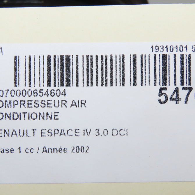 Compresseur air conditionne occasion RENAULT ESPACE IV Phase 1 09-2002->03-2006 3.0 DCI 7701056791 7