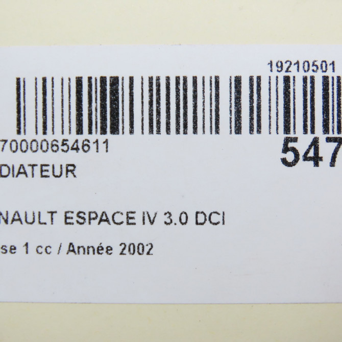 Radiateur occasion RENAULT ESPACE IV Phase 1 09-2002->03-2006 3.0 DCI 8200033729 4