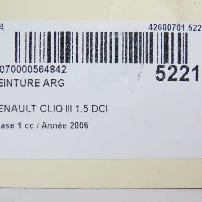 Ceinture arrière gauche occasion RENAULT CLIO III Phase 1 09-2005->03-2009 1.5 DCI 70ch 8200683954 6