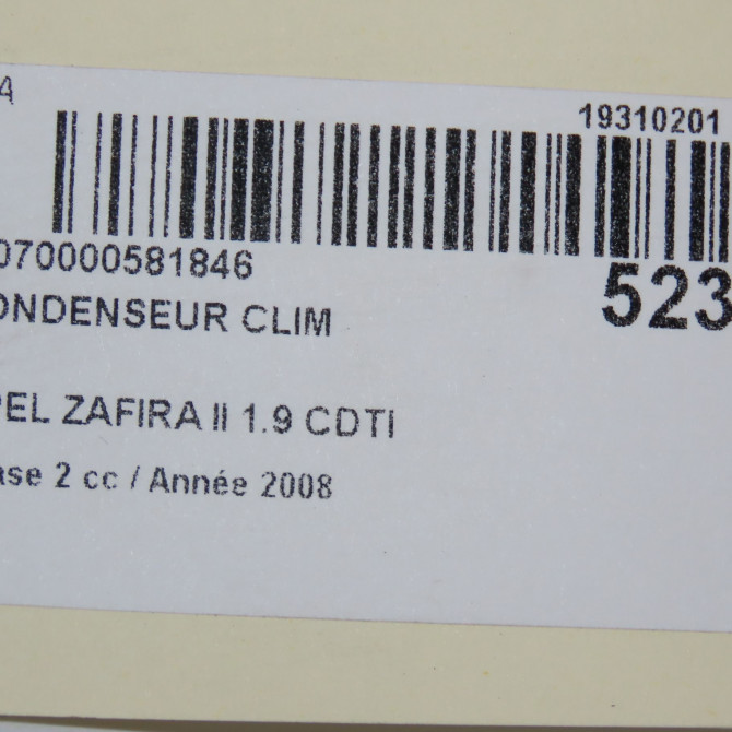 Condenseur clim occasion OPEL ZAFIRA II Phase 2 01-2008->12-2014 1.9 CDTI 120ch 93178961 6
