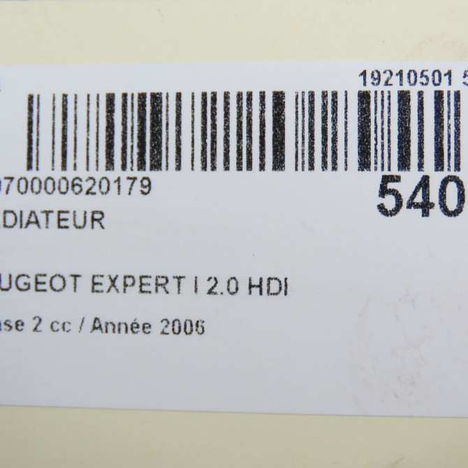 Radiateur occasion PEUGEOT EXPERT I Phase 2 01-2004->12-2006 2.0 HDI 95ch 1330E3 5