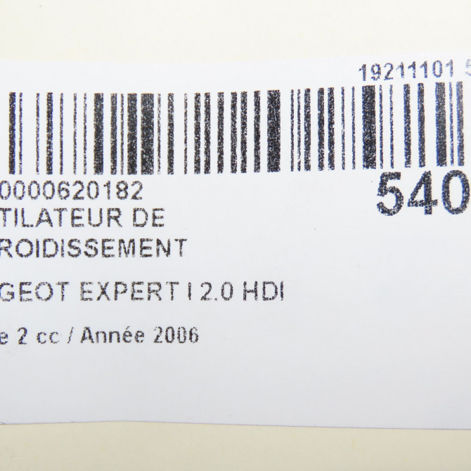 Ventilateur de refroidissement occasion PEUGEOT EXPERT I Phase 2 01-2004->12-2006 2.0 HDI 95ch 1253F1 7