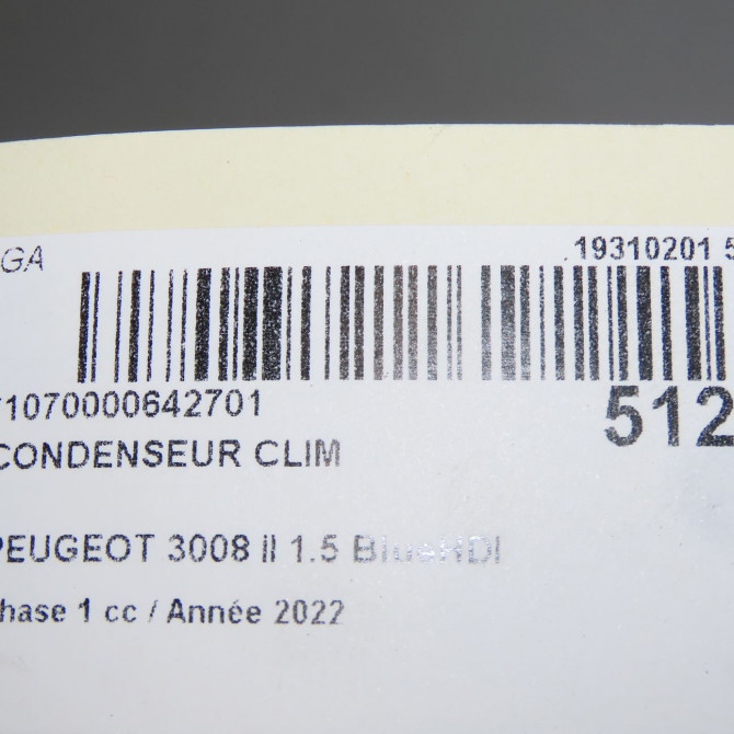 Condenseur clim occasion PEUGEOT 3008 II Phase 1 04-1995->04-1999 1.5 BlueHDI 130ch 4