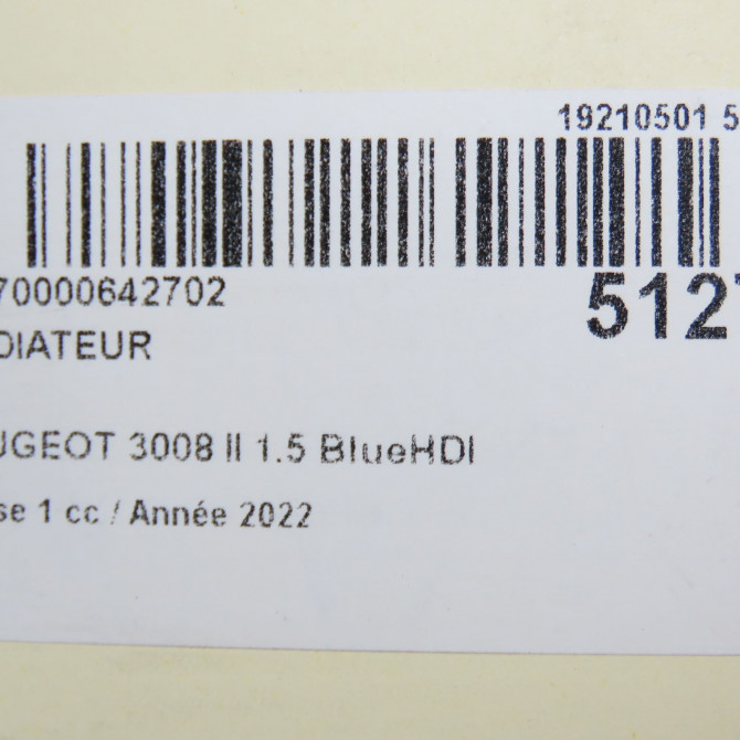 Radiateur occasion PEUGEOT 3008 II Phase 1 04-1995->04-1999 1.5 BlueHDI 130ch 5