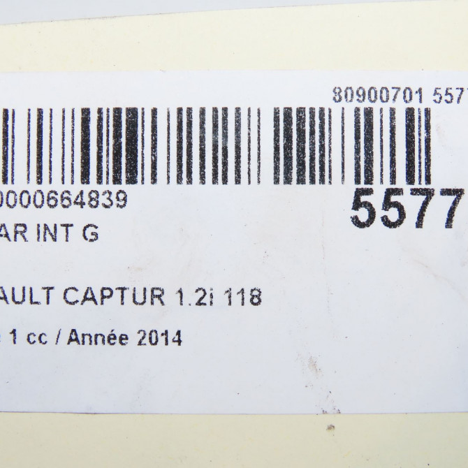 Feu arrière interieur gauche occasion RENAULT CAPTUR Phase 1 02-2013->... 1.2i 118 16V 265554078R 4