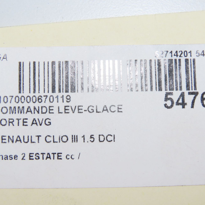 Commande lève-glace porte avant gauche occasion RENAULT CLIO III phase 2 ESTATE 03-2009->12-2014 1.5 DCI 85ch 8200214945 7