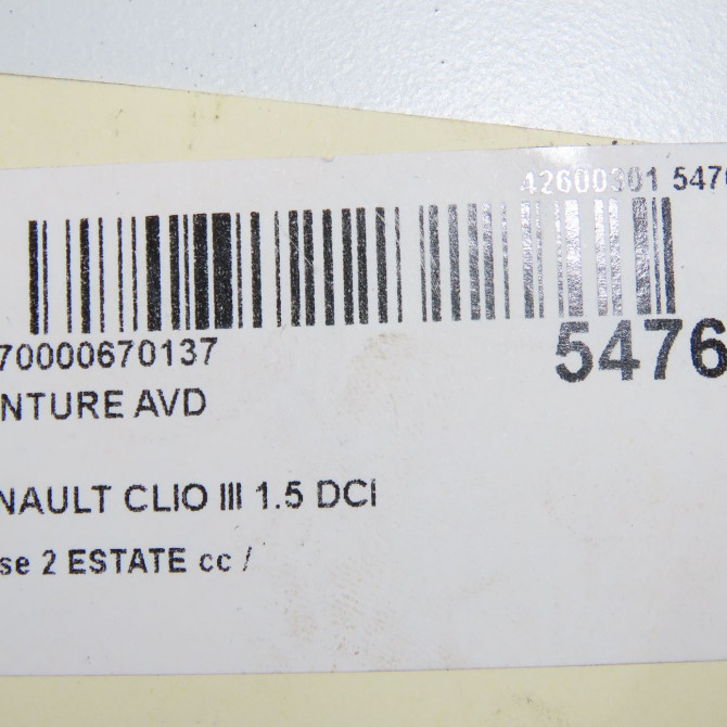 Ceinture avant droite occasion RENAULT CLIO III phase 2 ESTATE 03-2009->12-2014 1.5 DCI 85ch 8200838217 7