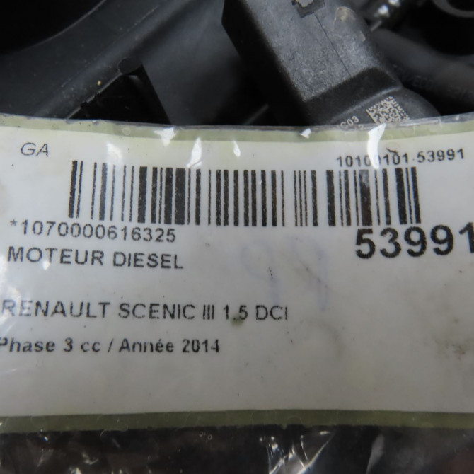 Moteur diesel occasion RENAULT SCENIC III Phase 3 04-2013->... 1.5 DCI 110ch 100014420R 8