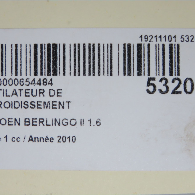 Ventilateur de refroidissement occasion CITROEN BERLINGO II Phase 1 05-2008->01-2012 1.6 HDI 16v 75ch 9828719880 5