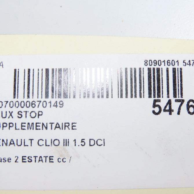 Feux stop supplementaire occasion RENAULT CLIO III phase 2 ESTATE 03-2009->12-2014 1.5 DCI 85ch 8200618714 6