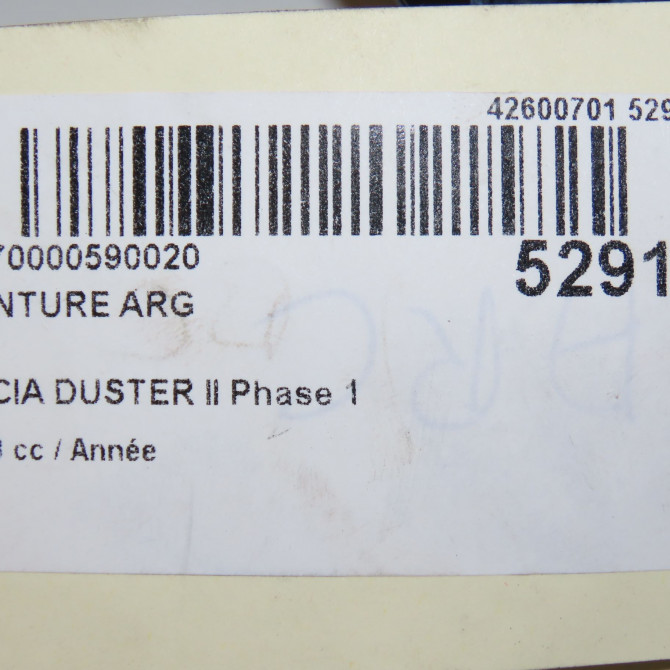 Ceinture arrière gauche occasion DACIA DUSTER II Phase 1 10-2017->... 888405896R 7