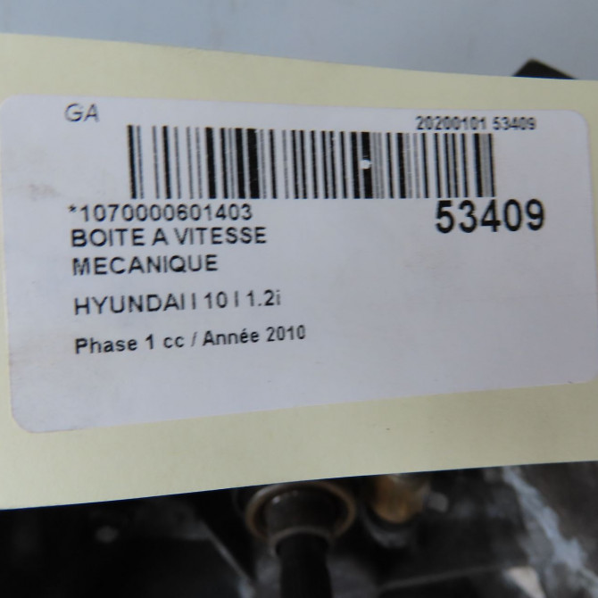 Boîte à vitesse mecanique occasion HYUNDAI I 10 I Phase 1 03-2008->12-2010 1.2i 4300002601 7