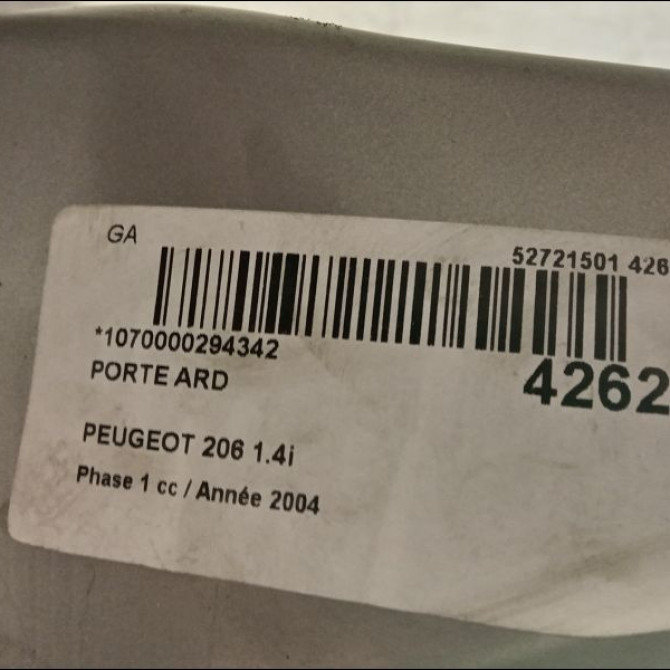Porte arrière droite occasion PEUGEOT 206 Phase 1 09-1998->03-2009 1.4i 9008A5 3