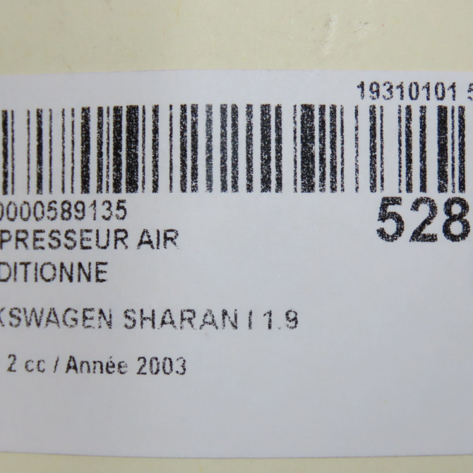 Compresseur air conditionne occasion VOLKSWAGEN SHARAN I Phase 2 06-2000->12-2003 1.9 TDI 130ch 7M3820803C 8
