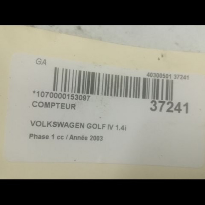 Compteur occasion VOLKSWAGEN GOLF IV GOLF IV Phase 1 1998-01-01->2005-06-30 1.4i 75ch 3