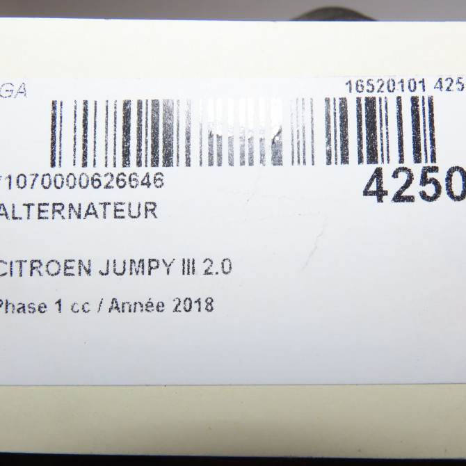 Alternateur occasion CITROEN 146 Phase 1 04-1995->04-1999 2.0 BLUEHDI 180ch 9826550280 8
