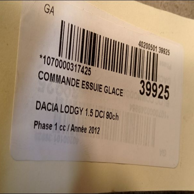 Commande essuie glace occasion DACIA LODGY Phase 1 01-2012->... 1.5 DCI 90ch 8201168008 2