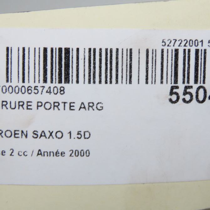 Serrure porte arg occasion CITROEN SAXO Phase 2 09-1999->12-2004 1.5D 913761 5