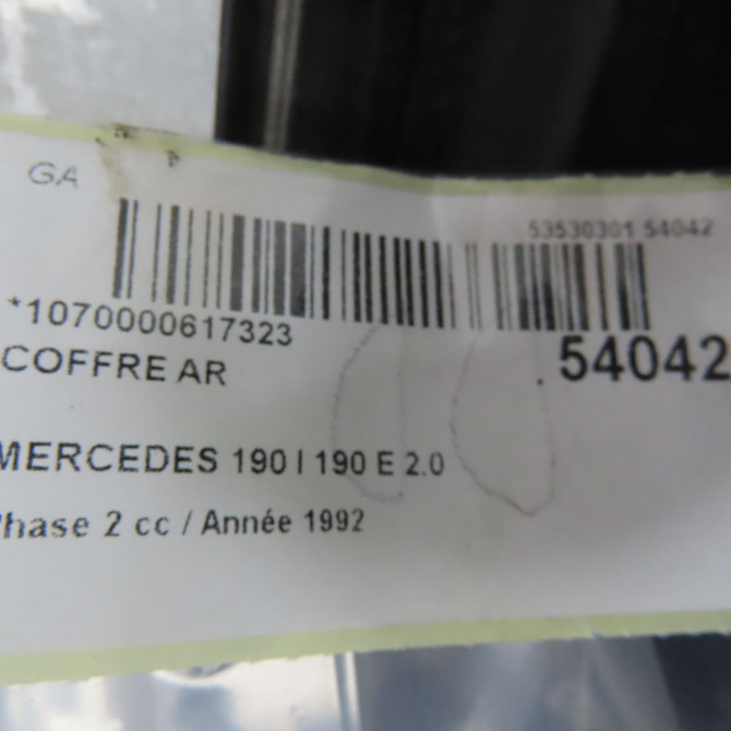 Coffre arrière occasion MERCEDES 190 I Phase 2 09-1988->06-1993 190 E 2.0 7