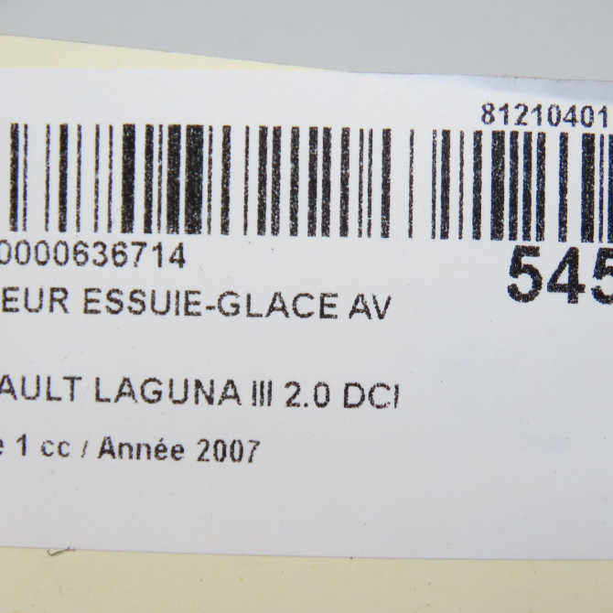 Moteur essuie-glace avant occasion RENAULT LAGUNA III Phase 1 10-2007->10-2010 2.0 DCI 150ch 288003799R 6