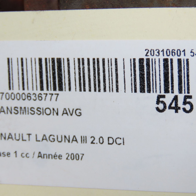 Transmission avant gauche occasion RENAULT LAGUNA III Phase 1 10-2007->10-2010 2.0 DCI 150ch 8200618182 7