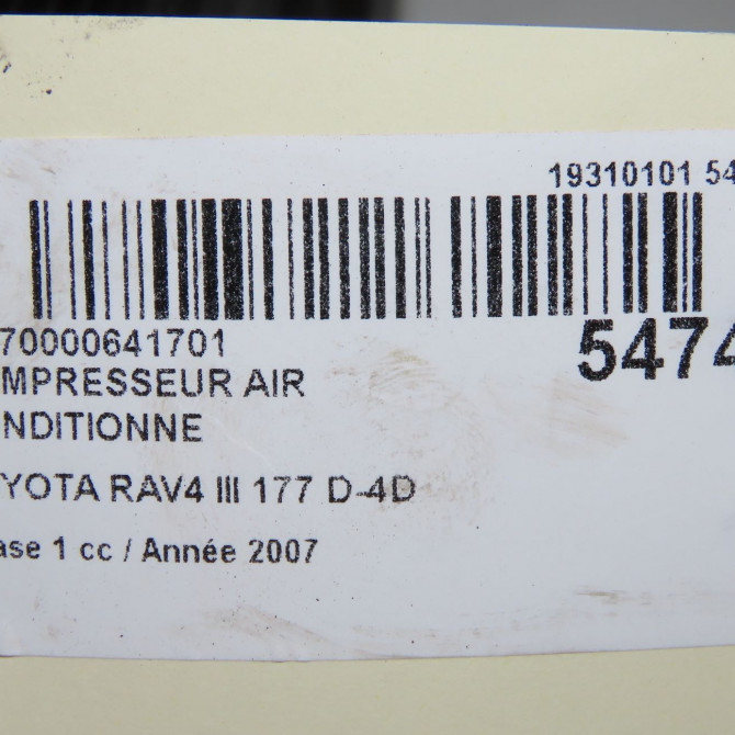 Compresseur air conditionne occasion TOYOTA RAV4 III Phase 1 02-2006->11-2009 177 D-4D 8831042250 8