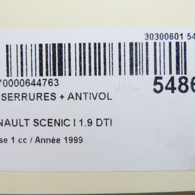 Kit serrures + antivol occasion RENAULT SCENIC I Phase 1 09-1996->08-1999 1.9 DTI 100ch 7701470483 8