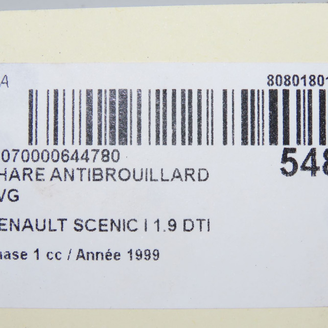 Phare antibrouillard avant gauche occasion RENAULT SCENIC I Phase 1 09-1996->08-1999 1.9 DTI 100ch 7701040680 5