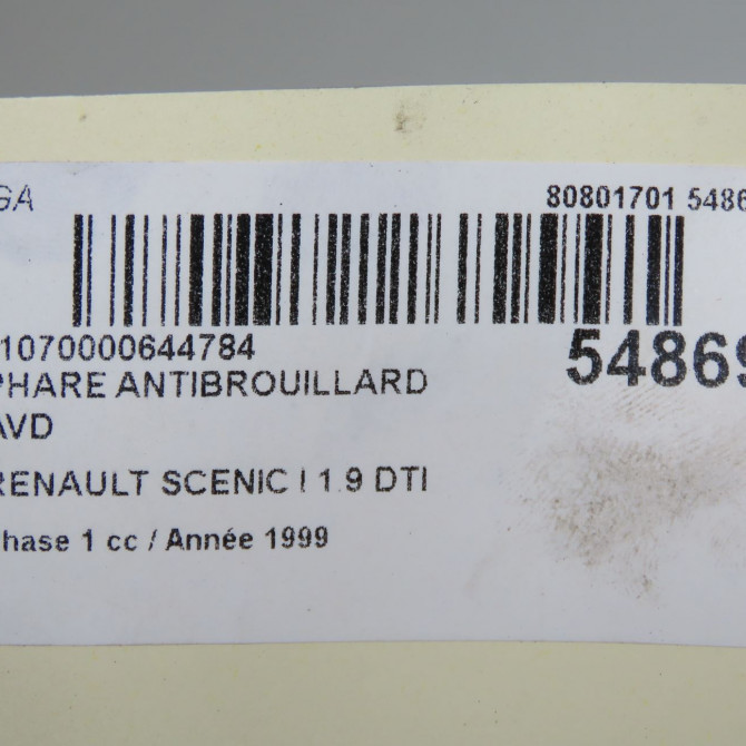 Phare antibrouillard avant droit occasion RENAULT SCENIC I Phase 1 09-1996->08-1999 1.9 DTI 100ch 7701040681 5