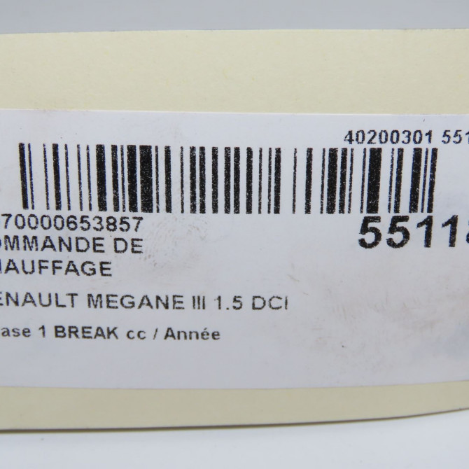 Commande de chauffage occasion RENAULT MEGANE III Phase 1 04-1995->04-1999 1.5 DCI 85ch 275101203R 6