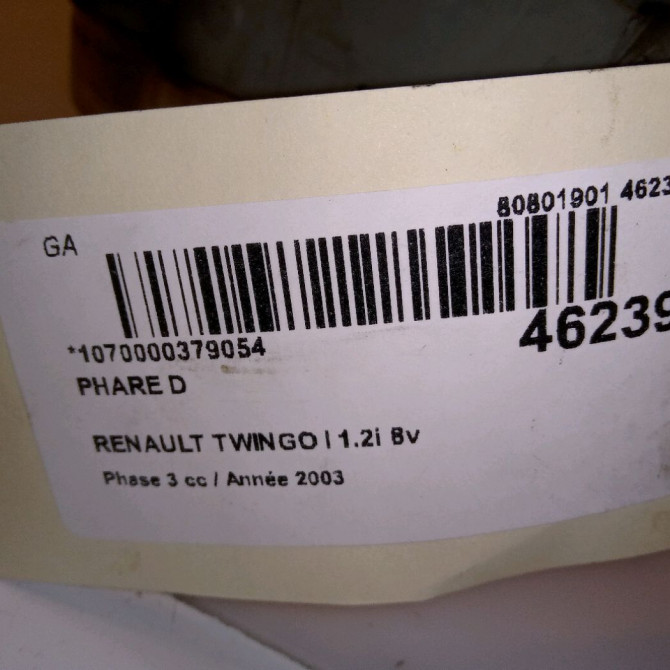Phare droit occasion RENAULT TWINGO I Phase 3 08-2000->06-2007 1.2i 8v 60ch 7701049687 5