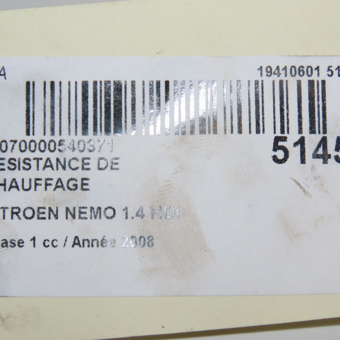 Resistance de chauffage occasion CITROEN NEMO Phase 1 09-2008->... 1.4 HDi 6436C4 4