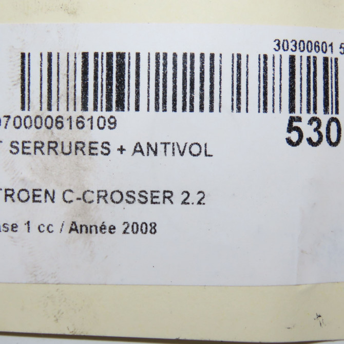 Kit serrures + antivol occasion CITROEN C-CROSSER Phase 1 04-1995->04-1999 2.2 HDI 160ch 7