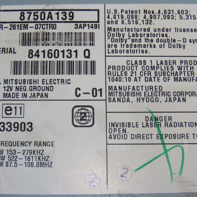 Autoradio occasion CITROEN C-CROSSER Phase 1 04-1995->04-1999 2.2 HDI 160ch 3