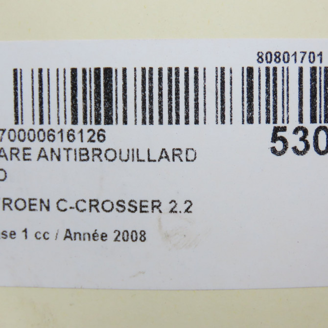 Phare antibrouillard avant droit occasion CITROEN C-CROSSER Phase 1 04-1995->04-1999 2.2 HDI 160ch 6206E1 6