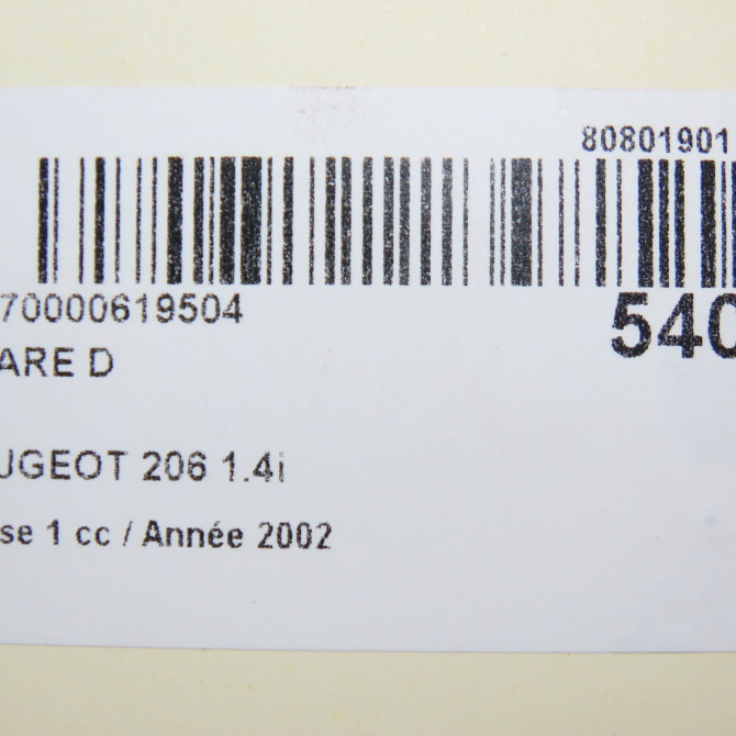 Phare droit occasion PEUGEOT 206 Phase 1 09-1998->03-2009 1.4i 6205S7 4