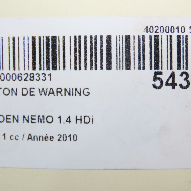 Bouton de warning occasion CITROEN NEMO Phase 1 09-2008->... 1.4 HDi 4