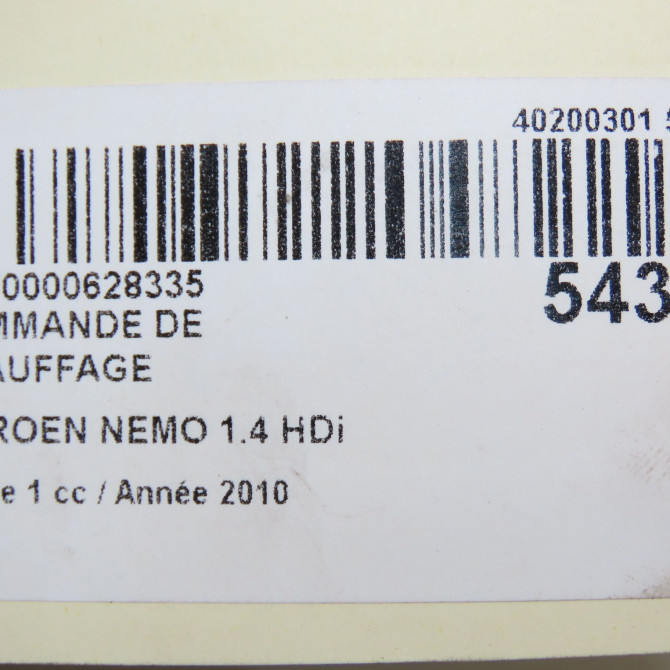 Commande de chauffage occasion CITROEN NEMO Phase 1 09-2008->... 1.4 HDi 6490K4 5