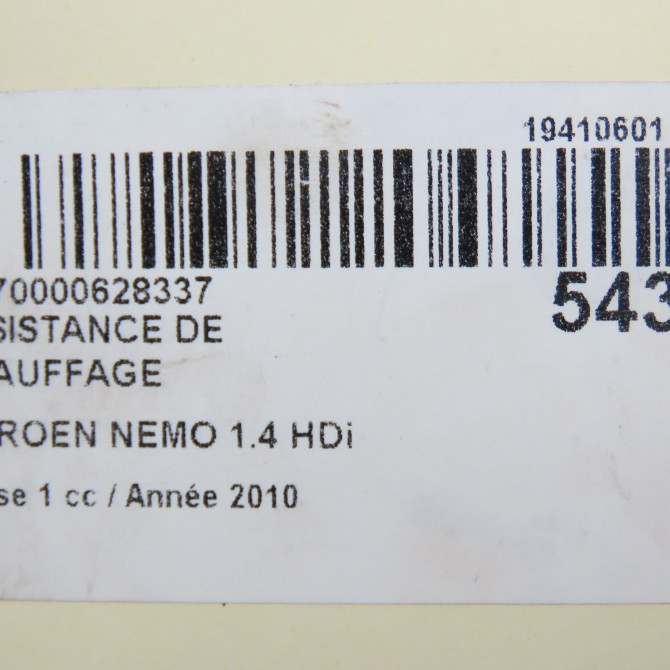 Resistance de chauffage occasion CITROEN NEMO Phase 1 09-2008->... 1.4 HDi 6436C4 4