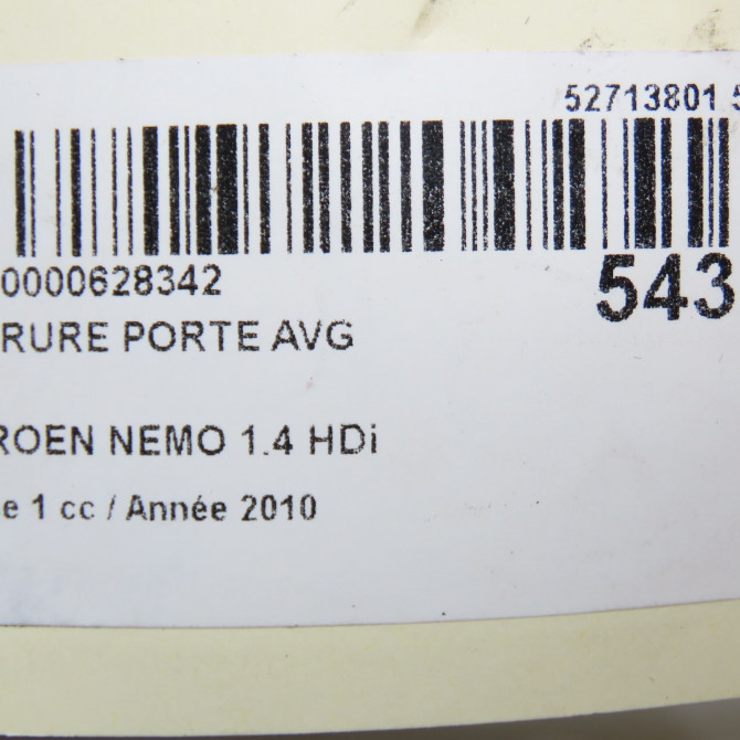 Serrure porte avg occasion CITROEN NEMO Phase 1 09-2008->... 1.4 HDi 1677091080 5