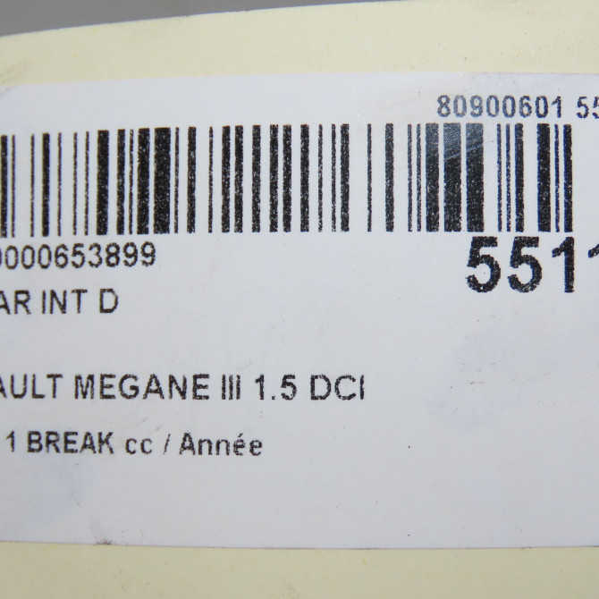 Feu arrière intérieur droit occasion RENAULT MEGANE III Phase 1 04-1995->04-1999 1.5 DCI 85ch 265500027R 6