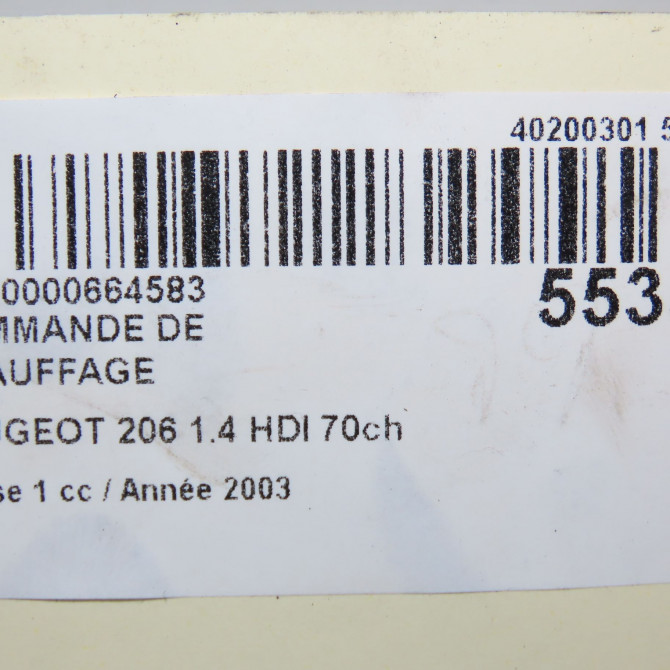 Commande de chauffage occasion PEUGEOT 206 Phase 1 09-1998->03-2009 1.4 HDI 70ch 6451EJ 5